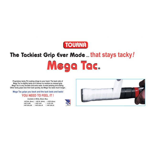 [투나 메가택 오버그립 10개 팩 화이트] Tourna Mega Tac Overgrip 10 Pack White