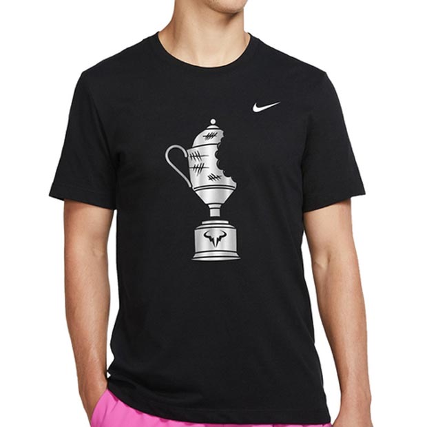 [나이키 남성용 라파 나달 코트 드라이핏 위너 테니스 티셔츠] NIKE Men`s Rafa Court Dri-Fit Winners Tennis Tee - Black