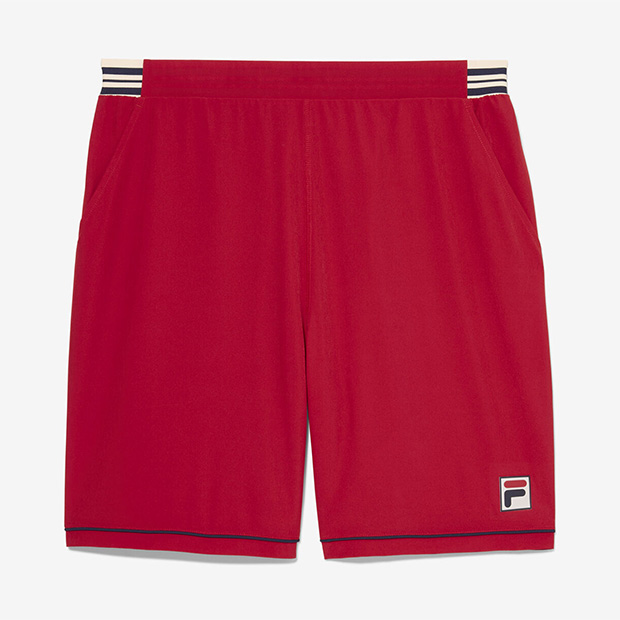 [휠라 남성용 Heritage 우븐 테니스 반바지] FILA Men`s Heritage Woven Tennis Short - Fila Red