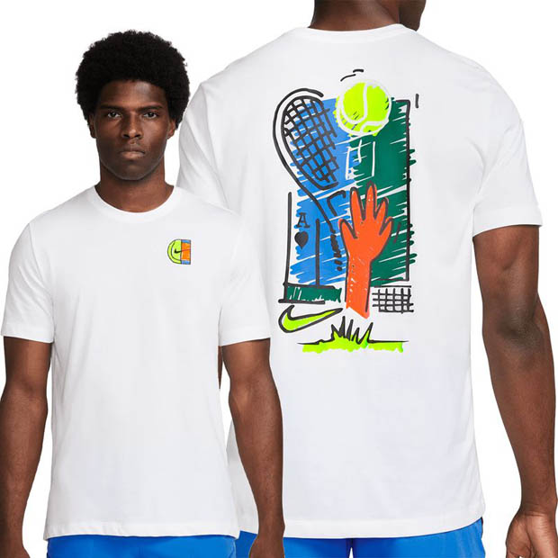 [나이키 남성용 오픈 코트 드라이-핏 티셔츠] NIKE Men`s Open Court Dri-Fit Tee Shirt - White
