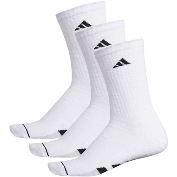 [아디다스 남성용 쿠션 3팩 크루 양말] Adidas Men&#039;s Cushioned 3-Pack Crew Sports Socks - White