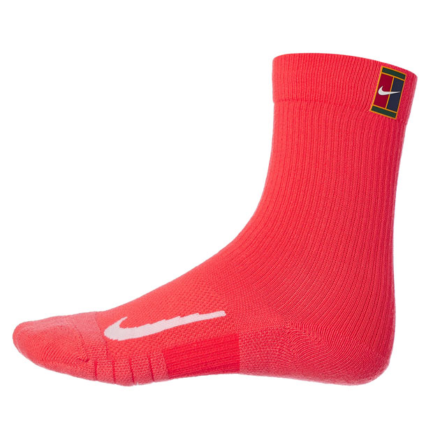[나이키 남녀공용 멀티플라이어 쿠션 테니스 크루 양말] NIKE Unisex Multiplier Cushioned Tennis Crew Socks (2 Pairs) - Laser Crimson