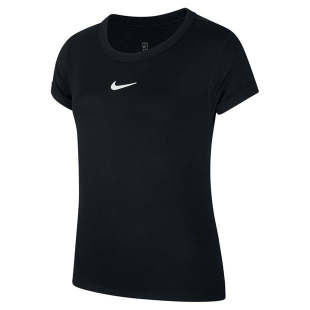 [나이키 여자 쥬니어 코트 드라이 반팔 테니스 상의] NIKE Girls` Court Dry Short Sleeve Tennis Top - Black