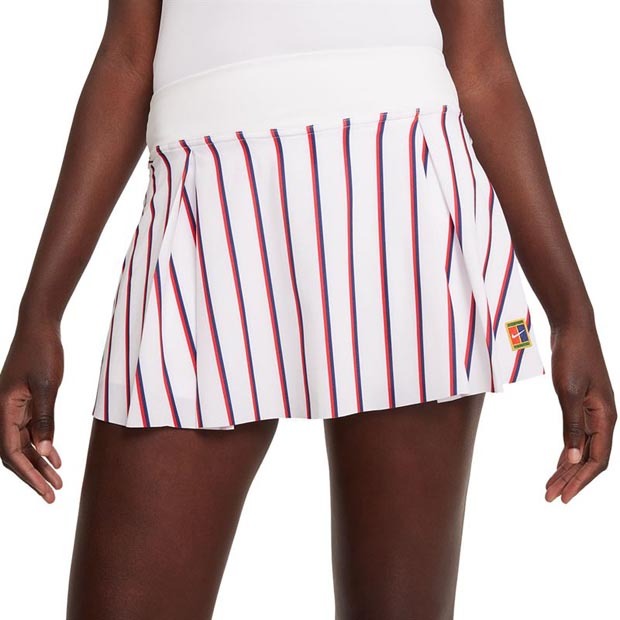 [나이키 여성용 드라이핏 클럽 스트라이프 테니스 스커트] NIKE Women`s Dri-FIT Club Stripe Tennis Skirt - White