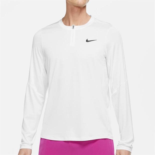 [나이키 남성용 코트 어드밴티지 하프집 테니스 상의] NIKE Men`s Court Dri-FIT Advantage Half Zip Tennis Top - White
