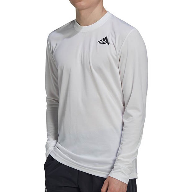 [아디다스 남성용 프리리프트 긴소매 테니스 상의] adidas Men`s Freelift Long Sleeve Tennis Top - White