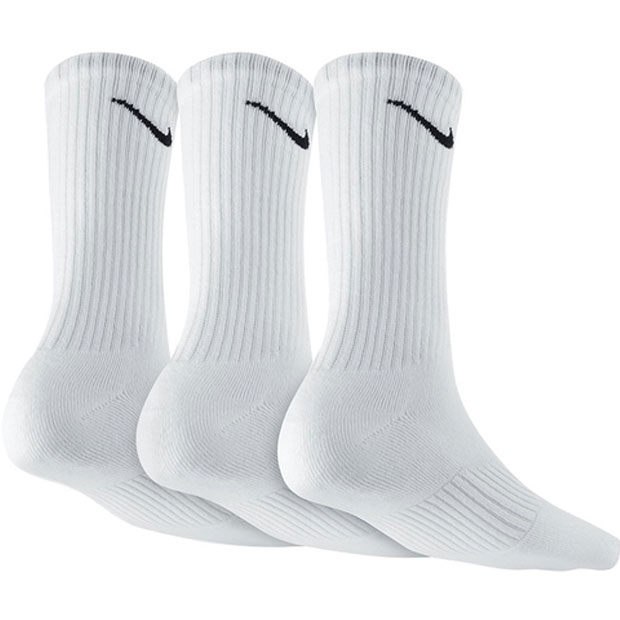 [나이키 쥬니어용 코튼 쿠션 크루 양말]Nike Boy&#039;s Cotton Cushion Crew Socks 3 Pack - White w/Black
