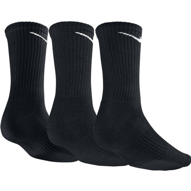 [나이키 쥬니어용 코튼 쿠션 크루 양말]Nike Boy&#039;s Cotton Cushion Crew Socks 3 Pack - Black w/White
