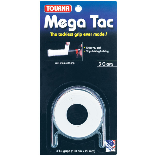 [투나 메가택 오버그립 3개 팩 화이트] Tourna Mega Tac Overgrip 3 Pack White