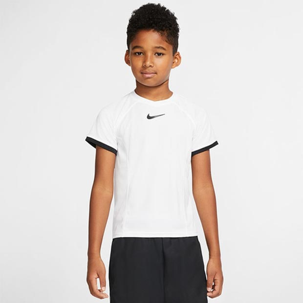 [나이키 남자 쥬니어 코트 드라이 반팔 테니스 상의] NIKE Boy&#039;s Court Dry Short Sleeve Tennis Top - White
