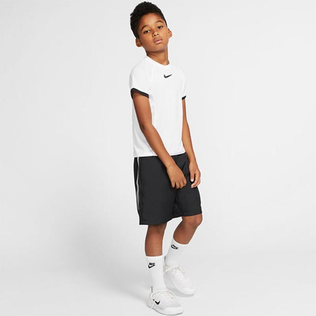 [나이키 남자 쥬니어 코트 드라이 반팔 테니스 상의] NIKE Boy&#039;s Court Dry Short Sleeve Tennis Top - White