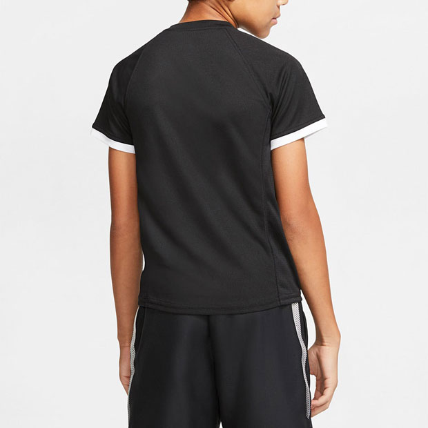 [나이키 남자 쥬니어 코트 드라이 반팔 테니스 상의] NIKE Boy&#039;s Court Dry Short Sleeve Tennis Top - Black