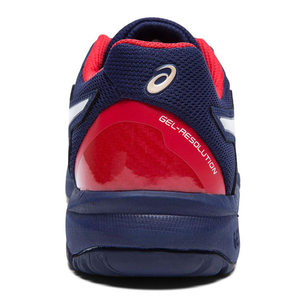 [아식스 쥬니어 젤 레졸루션 8 GS 테니스 신발] Asics Juniors` GEL-Resolution 8 GS Tennis Shoes - Peacoat and Classic Red