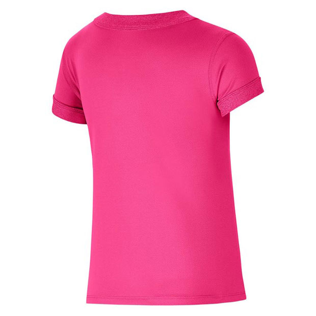 [나이키 여자 쥬니어 코트 드라이 반팔 테니스 상의] NIKE Girls` Court Dry Short Sleeve Tennis Top - Vivid Pink