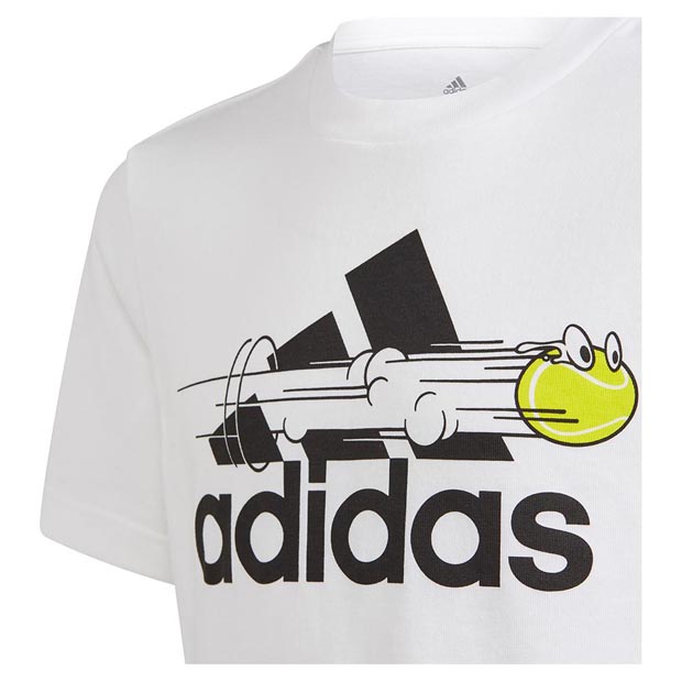 [아디다스 남자 쥬니어 그래픽 테니스 티셔츠] adidas Boys` Category Graphic Short Sleeve Tennis Tee - White