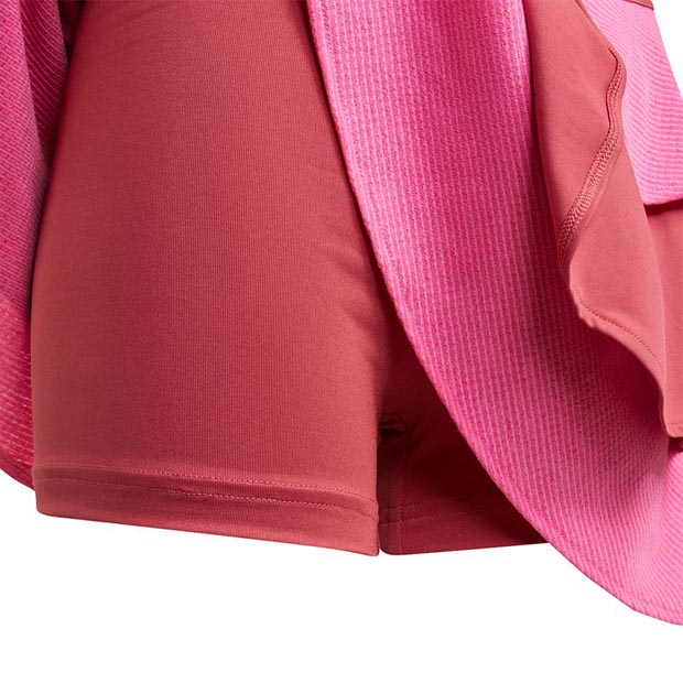 [아디다스 여자 쥬니어 팝업 테니스 스커트] adidas Girls` Pop Up Tennis Skirt - Screaming Pink and Wild Pink