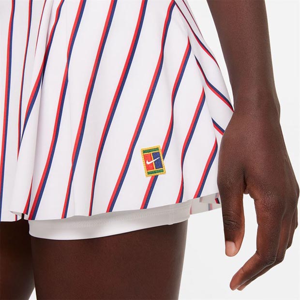 [나이키 여성용 드라이핏 클럽 스트라이프 테니스 스커트] NIKE Women`s Dri-FIT Club Stripe Tennis Skirt - White