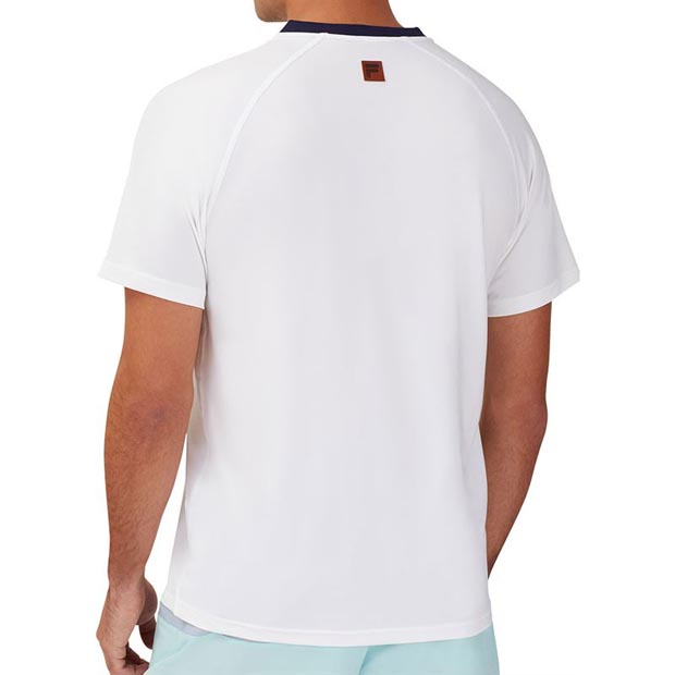 [휠라 남성용 Cross Court 반팔 테니스 헨리] FILA Men`s Cross Court Short Short Sleeve Tennis Henley - White
