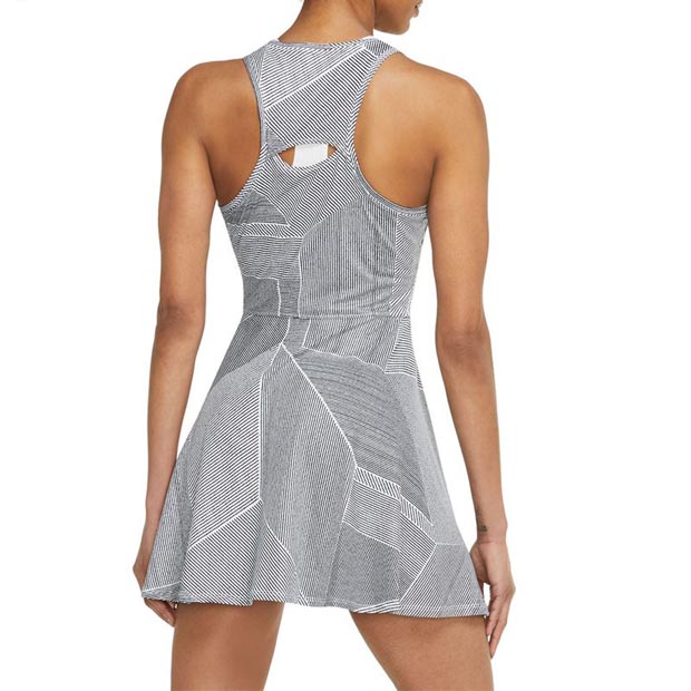 [나이키 여성용 코트 드라이핏 어드밴티지 프린트 테니스 드레스] NIKE Women`s Court Dri-FIT Advantage Printed Tennis Dress - White and Black