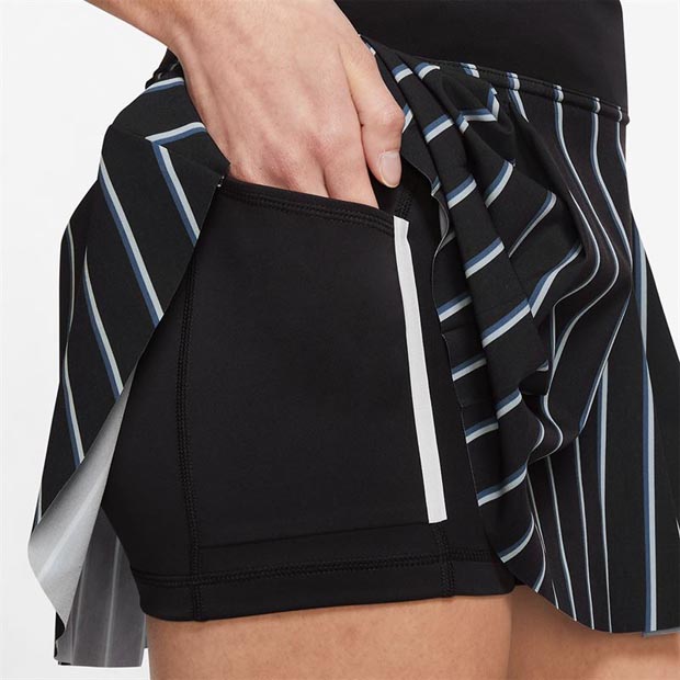 [나이키 여성용 드라이핏 클럽 쇼트 스트라이프 테니스 스커트] NIKE Women`s Dri-FIT Club Short Stripe Tennis Skirt - Black