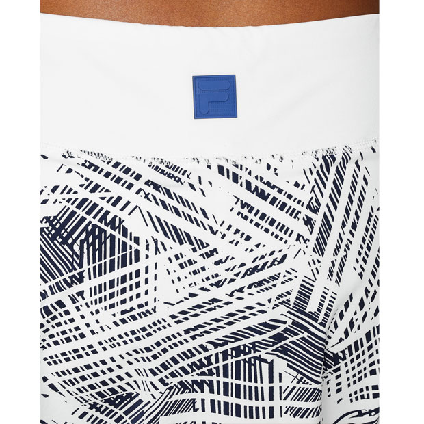 [휠라 여성용 Foul Line 13인치 테니스 스커트] FILA Women`s Foul Line 13.5 Inch Tennis Skirt - Fiji Print and White