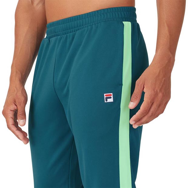 [휠라 남성용 Baseline 테니스 트랙 반바지] FILA Men`s Baseline Tennis Track Pant - Blue Coral and Green Ash