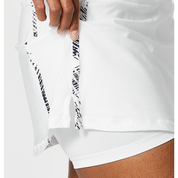 [휠라 여성용 Foul Line 13인치 테니스 스커트] FILA Women`s Foul Line 13.5 Inch Tennis Skirt - White and Fiji Print