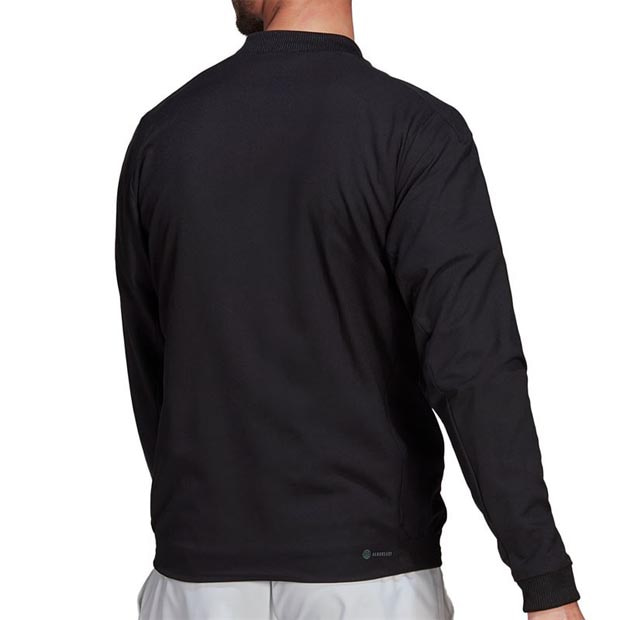 [아디다스 남성용 스트레치 우븐 테니스 자켓] Adidas Men`s Stretch Woven Tennis Jacket - Black and White