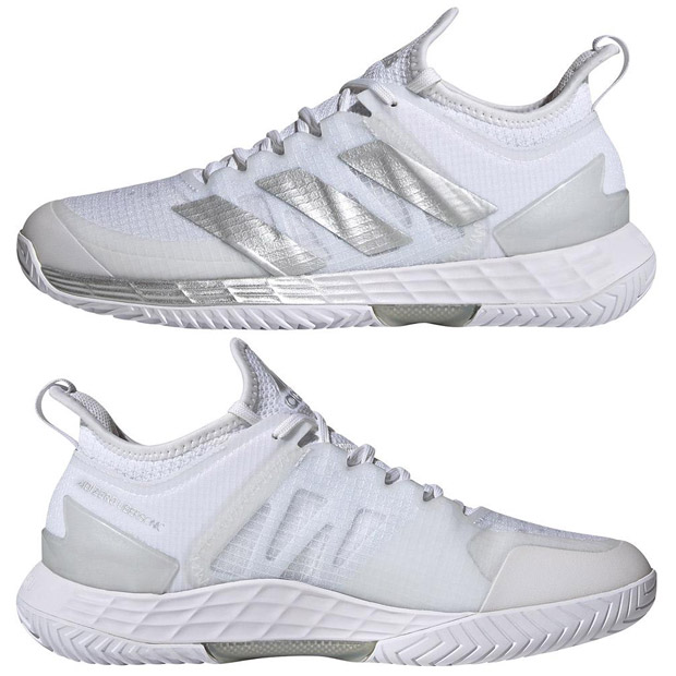 [아디다스 여성용 우버소닉4 테니스화] adidas Women&#039;s adizero Ubersonic 4 Tennis Shoes - Footwear White and Silver Metallic