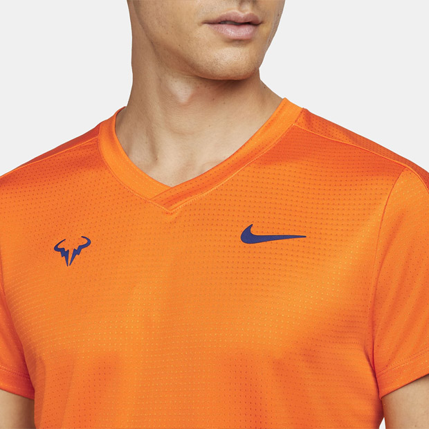 나이키 남성용 라파 나달 코트 챌린저 SS 테니스 티셔츠 Size M only - Magma Orange
