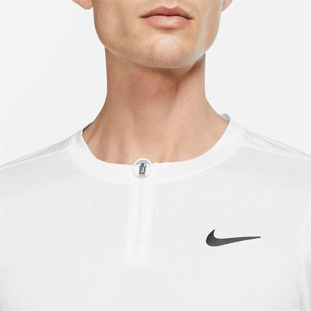 [나이키 남성용 코트 어드밴티지 하프집 테니스 상의] NIKE Men`s Court Dri-FIT Advantage Half Zip Tennis Top - White