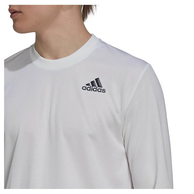 [아디다스 남성용 프리리프트 긴소매 테니스 상의] adidas Men`s Freelift Long Sleeve Tennis Top - White