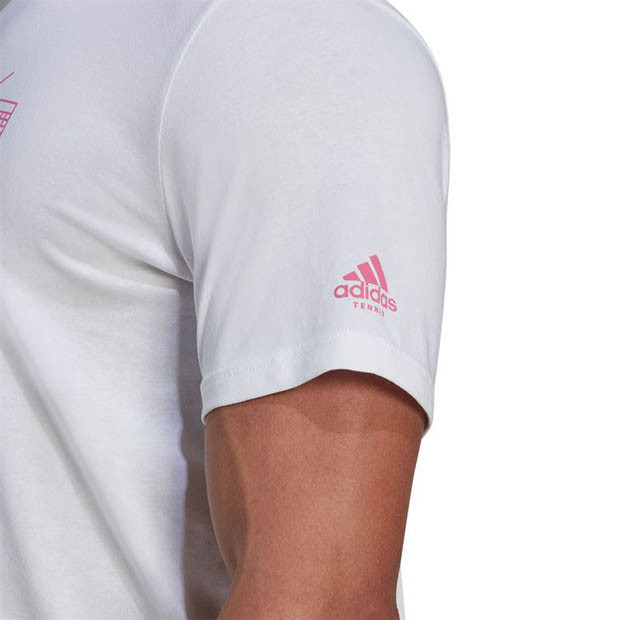 [아디다스 남성용 카테고리 그래픽 네트 테니스 티셔츠] adidas Men`s Category Graphic Net Tennis T-Shirt - White