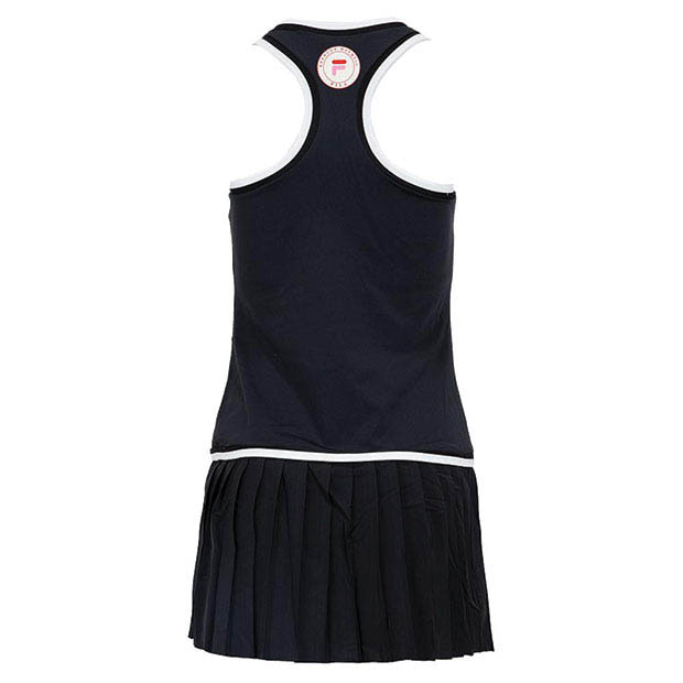 [휠라 여성용 Brandon Maxwell 콜라보 플리티드 테니스 드레스] FILA Women`s Brandon Maxwell Pleated Racerback Tennis Dress - Black