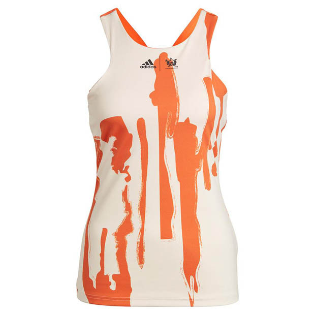 [아디다스 여성용 NY Y-Back 테니스 탱크] Adidas Women`s New York Y-Back Tennis Tank - Ecru Tint and Impact Orange