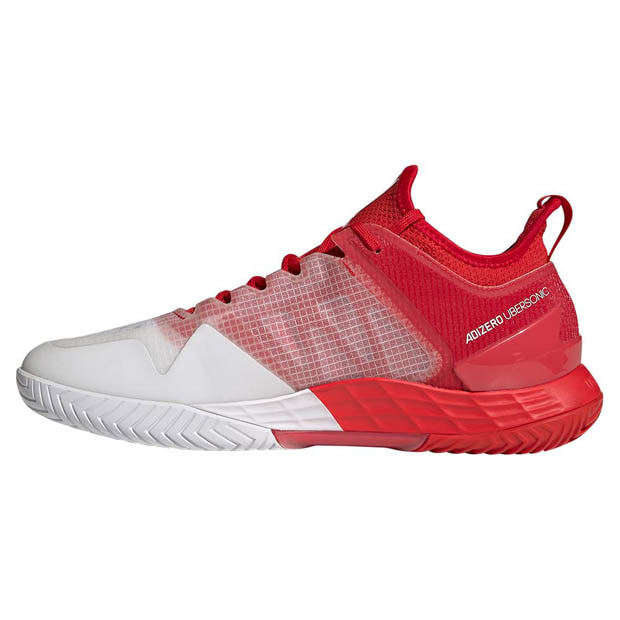 [아디다스 남성용 아디제로 우버소닉 4 테니스화] Adidas Men`s adizero Ubersonic 4 Tennis Shoes - Vivid Red and Footwear White