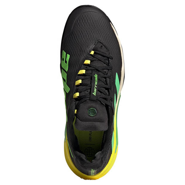 [아디다스 남성용 바리케이드 클레이용 테니스화] Adidas Men`s Barricade Clay Tennis Shoes - Footwear White and Beam Green - Core Black and Beam Yellow