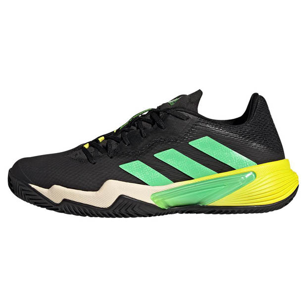 [아디다스 남성용 바리케이드 클레이용 테니스화] Adidas Men`s Barricade Clay Tennis Shoes - Footwear White and Beam Green - Core Black and Beam Yellow