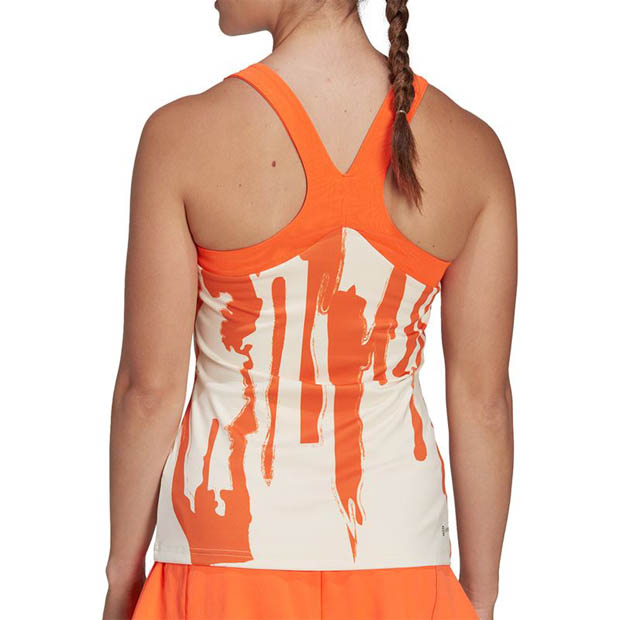 [아디다스 여성용 NY Y-Back 테니스 탱크] Adidas Women`s New York Y-Back Tennis Tank - Ecru Tint and Impact Orange