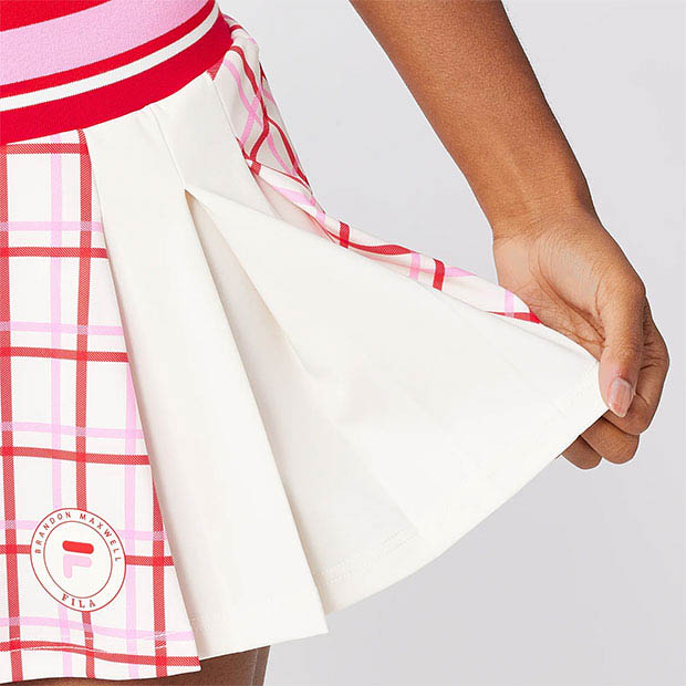 [휠라 여성용 Brandon Maxwell 콜라보 프린트 테니스 스커트] FILA Women`s Brandon Maxwell Printed Tennis Skirt - Candy Plaid