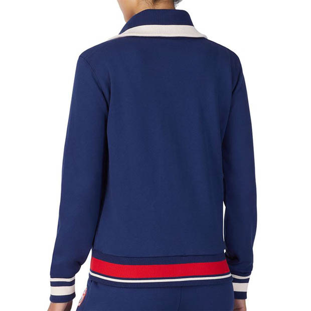 [휠라 여성용 Brandon Maxwell 콜라보 풀집 테니스 자켓] FILA Women`s Brandon Maxwell Full Zip Tennis Jacket - Blue Depths