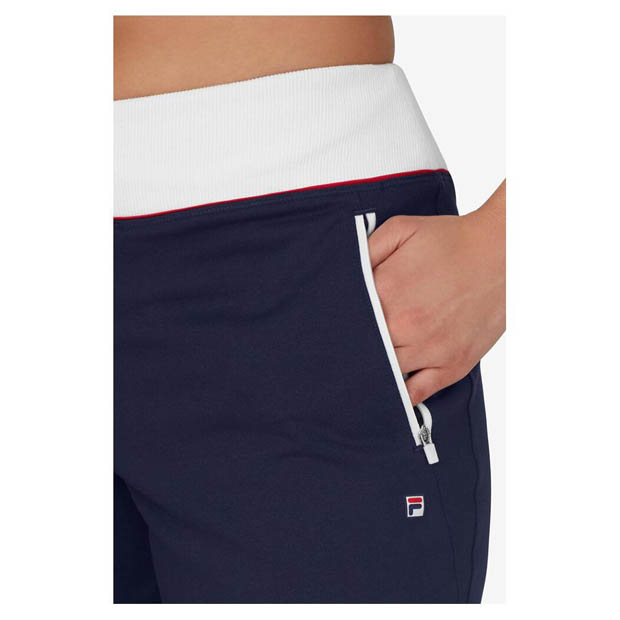 [휠라 여성용 헤리티지 에센셜 테니스 트랙 팬츠] FILA Women`s Heritage Essentials Tennis Track Pant - Navy and White