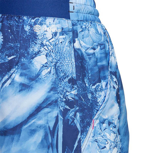 [아디다스 남성용 멜버른 에르고 7인치 테니스 반바지] Adidas Men&#039;s Melbourne Ergo 7 Inch Printed Tennis Shorts- Multicolor and Victory Blue