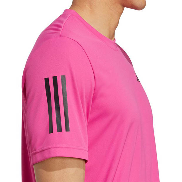 [아디다스 남성용 클럽 3선 테니스 티셔츠] adidas Men&#039;s  Club 3-Stripe Tennis Top - Lucid Fuchsia