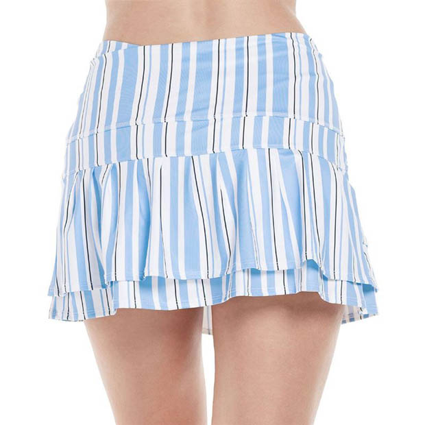 [럭키인러브 여성용 Tech Performance 롱 아키텍트 스트라이프 테니스 스커트] LUCKY IN LOVE Women`s Tech Performance Long Architect Stripe Tennis Skirt - Placid Blue Stripe