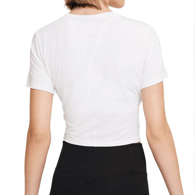 [나이키 여성용 드라이핏 One Luxe 트위스트 스탠다드 핏 반팔 상의] NIKE Women`s Women&#039;s Dri-FIT One Luxe Twist Standard Fit Short-Sleeve Top - White