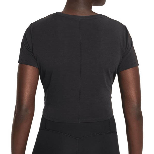 [나이키 여성용 드라이핏 One Luxe 트위스트 스탠다드 핏 반팔 상의] NIKE Women`s Women&#039;s Dri-FIT One Luxe Twist Standard Fit Short-Sleeve Top - Black