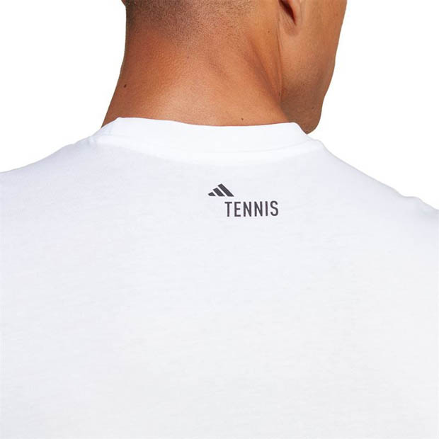 [아디다스 남성용 카테고리 그래픽 테니스 티셔츠] adidas Men&#039;s Category Graphic Tennis T-Shirt - White