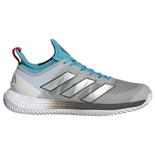 [아디다스 여성용 우버소닉4 클레이용 테니스화] adidas Women&#039;s adizero Ubersonic 4 Clay Tennis Shoes - Metal Grey and Silver Metallic