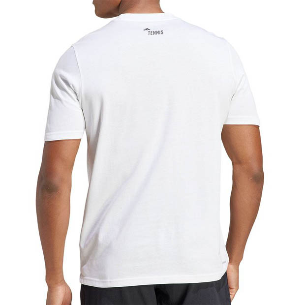 [아디다스 남성용 RG 로고 테니스 티셔츠] adidas Men&#039;s Roland Garros Logo Graphic Tee - White